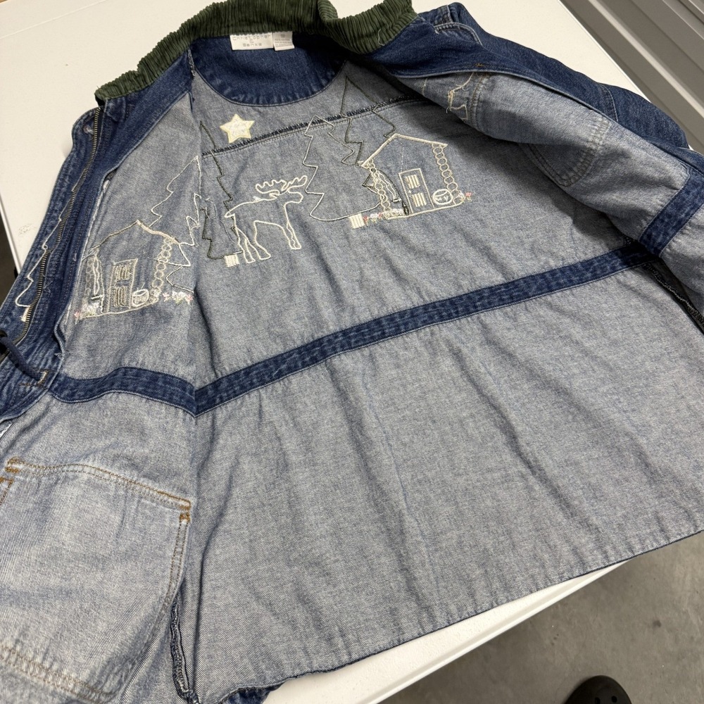 Christopher & Banks Denim Jacket Womens Medium Blue Excellent Vintage 1999 Bear - Picture 4 of 6